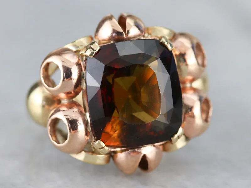 Morganite Gemstone Rings with Rose Gold AccentsRose and Yellow Gold Fine Dravite Tourmaline Cocktail Ring