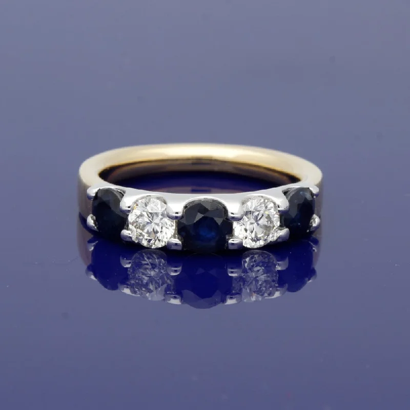 Lapis Lazuli Gemstone Rings with Gold - Leaf Inclusions18ct Yellow Gold Sapphire & Diamond 5mm Half Eternity Ring