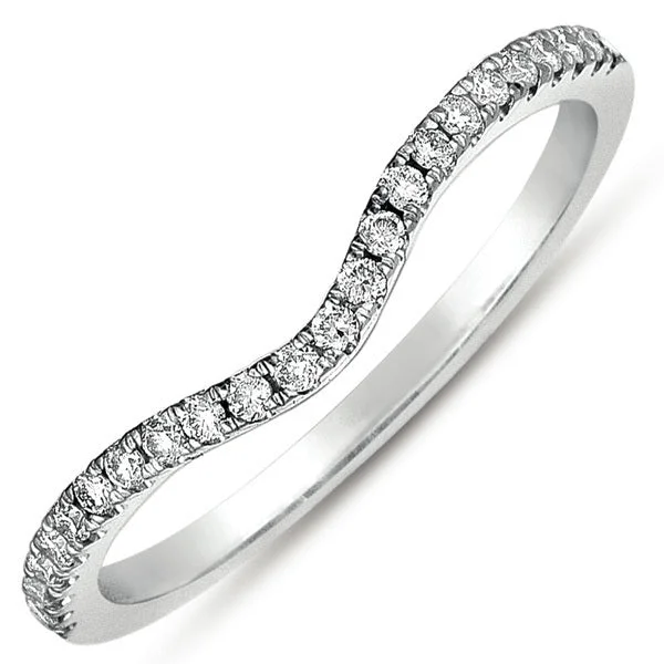 Platinum Wedding Bands with Micro - Pave Diamond AccentsCurved Bands