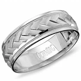 Laser - Cut Wedding Bands with Intricate Geometric PatternsWhite Gold Band