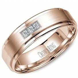 Matching Set Wedding Bands with Interlocking DesignsRose Gold Diamond Wedding Band 0.15 Ct Total Diamond Weight