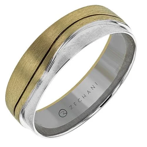 Titanium Wedding Bands with Inlaid Mother - of - Pearl StripesYellow Gold Scalloped Mens Band.