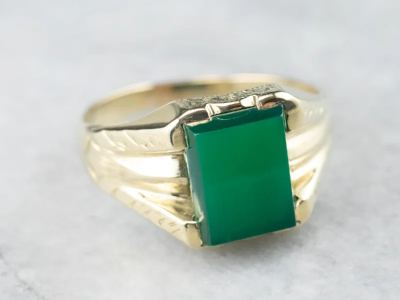 Sapphire Gemstone Rings in a Victorian - Inspired DesignUnisex Green Gold Green Onyx Ring