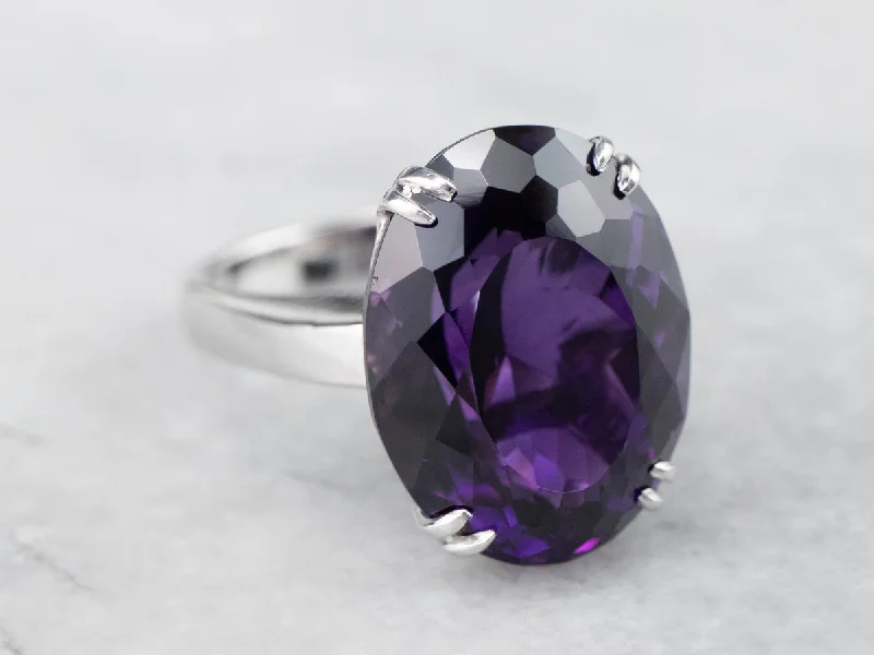 Citrine Gemstone Rings in a Modern Minimalist StyleAmethyst 18K White Gold Cocktail Statement