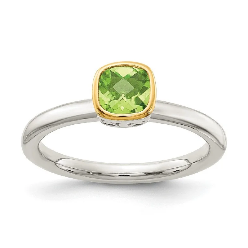 Citrine Gemstone Rings in a Modern Minimalist StyleCurata 925 Sterling Silver With 14k Accent Peridot Ring