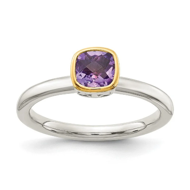 Ruby Gemstone Rings with Intricate Gold Filigree SettingsCurata 925 Sterling Silver With 14k Accent Amethyst Ring