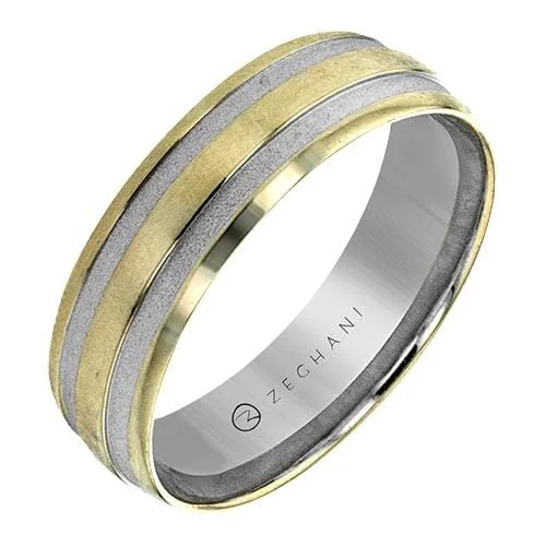 Mens Wedding Bands with Carbon Fiber InlaysYellow Gold Brushed Inlay Mens Band.