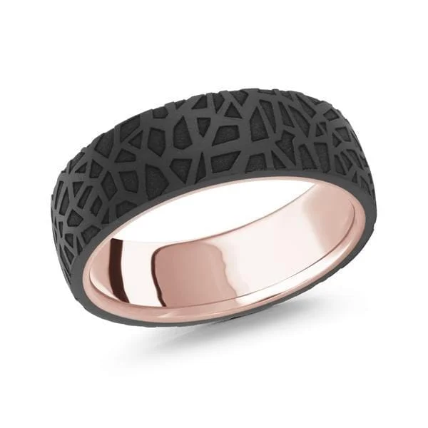 Platinum Wedding Bands with Micro - Pave Diamond AccentsRose Gold Carbon Fiber Mens Band.