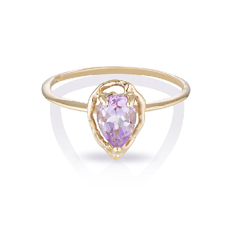 Amethyst Gemstone Rings with Sterling Silver Braided BandsLivia II | pink amethyst