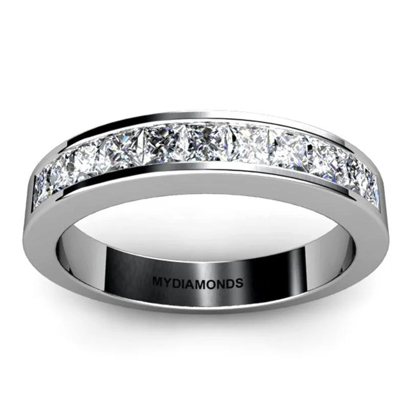 Matching Set Wedding Bands with Interlocking DesignsAaliyah Princess Cut Diamond Wedding Band 0.55ct