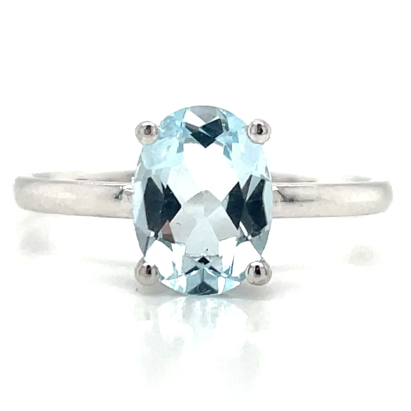 Jade Gemstone Rings with Intricate Carvings9ct White Gold 1.60ct Earth Grown Oval Blue Topaz Ring