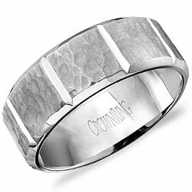 Tungsten Carbide Wedding Bands with Matte Black FinishesWhite Gold Wedding Band