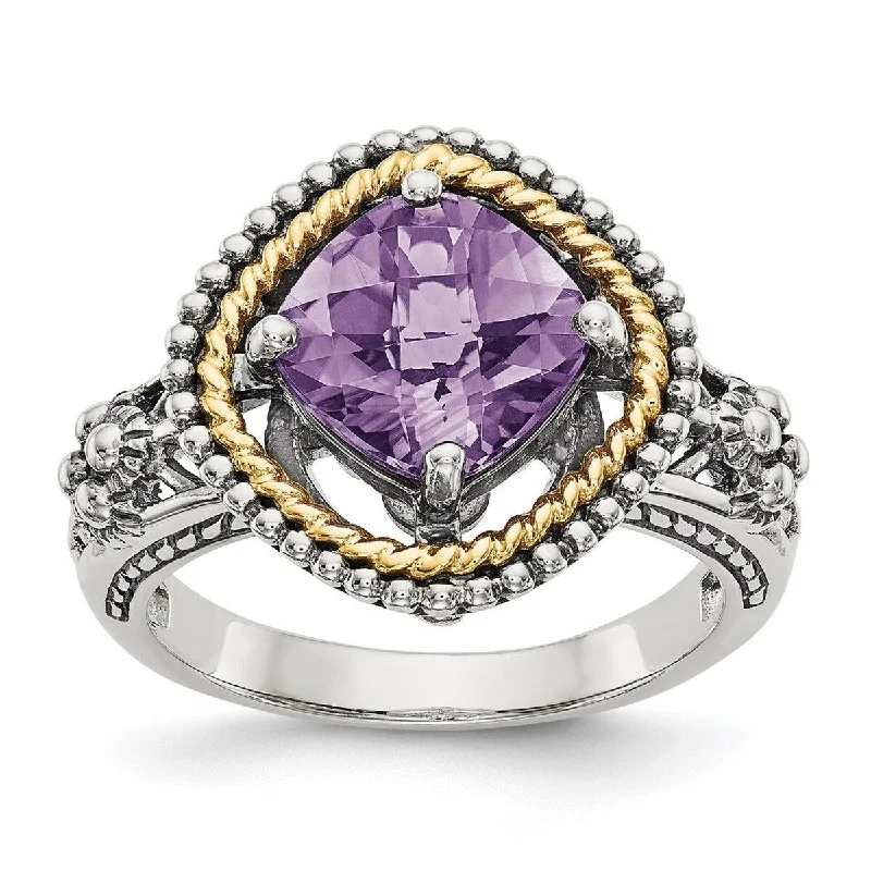 Ruby Gemstone Rings with Intricate Gold Filigree SettingsCurata 925 Sterling Silver Polished Prong set With 14k 2.10Amethyst Ring