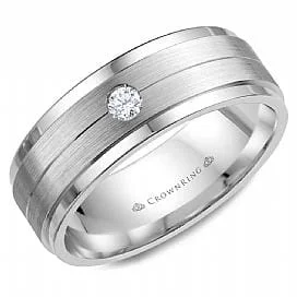 Platinum Wedding Bands with Micro - Pave Diamond AccentsWhite Gold Diamond Wedding Band 0.10 CTRTotal Diamond Weight