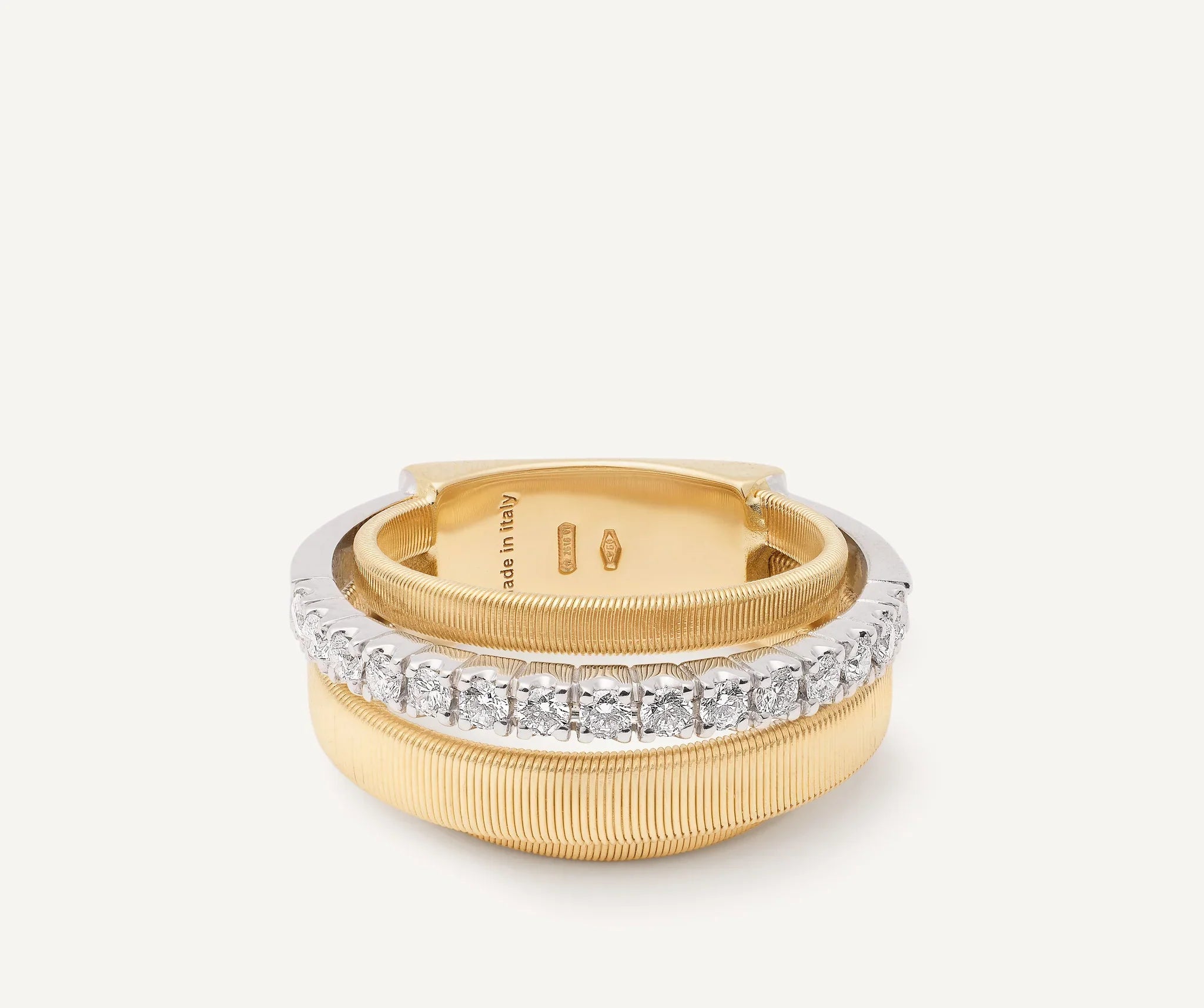 Mens Wedding Bands with Carbon Fiber InlaysMarco Bicego Masai 18ct Yellow Gold 4-Strand Coil 0.38ct Diamond Ring