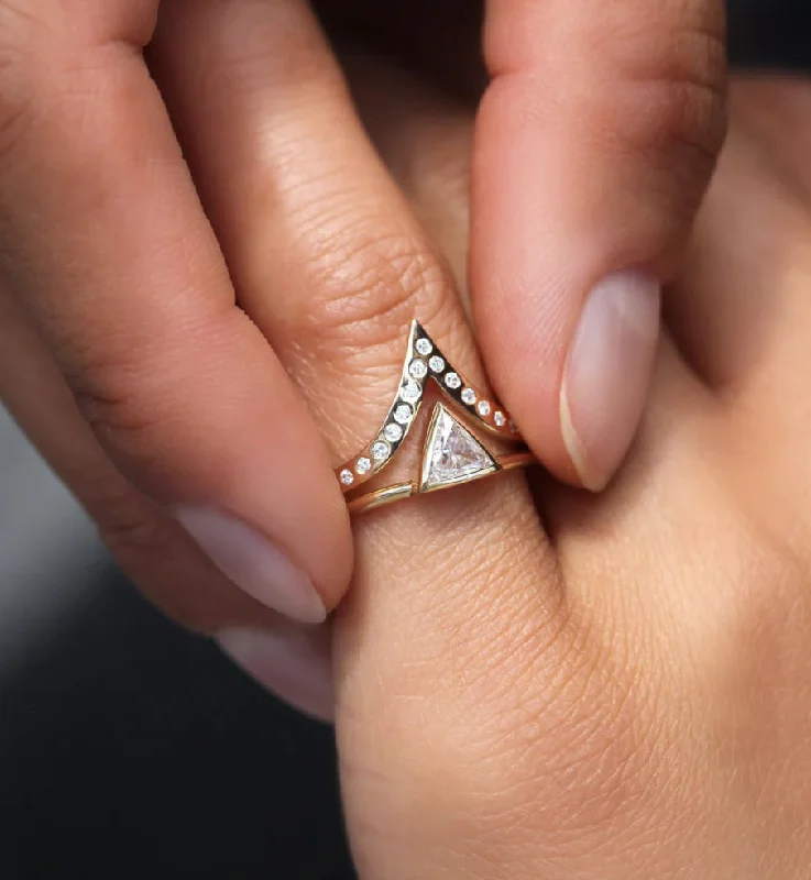 Laser - Cut Wedding Bands with Intricate Geometric PatternsDiamond Ring Set, Engagement Ring Set