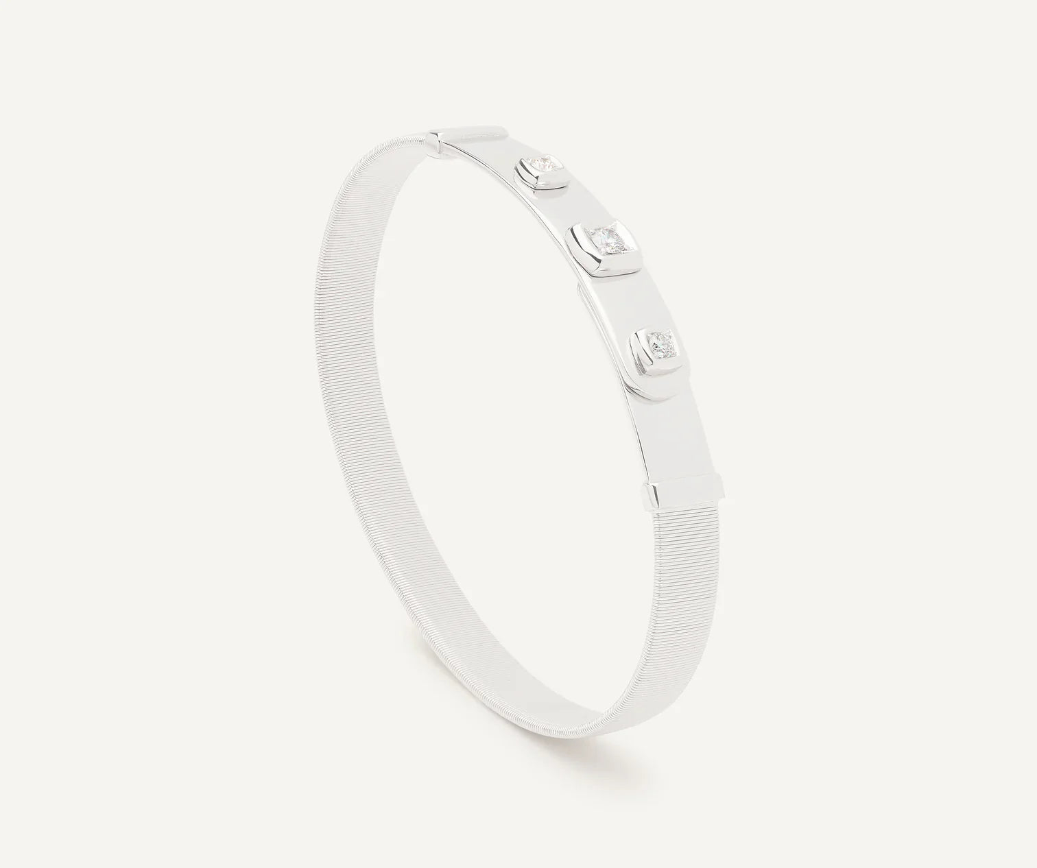 Two - Tone Wedding Bands Combining Yellow Gold and PalladiumMarco Bicego Masai 18ct White Gold Coil 0.21ct Diamond Bangle