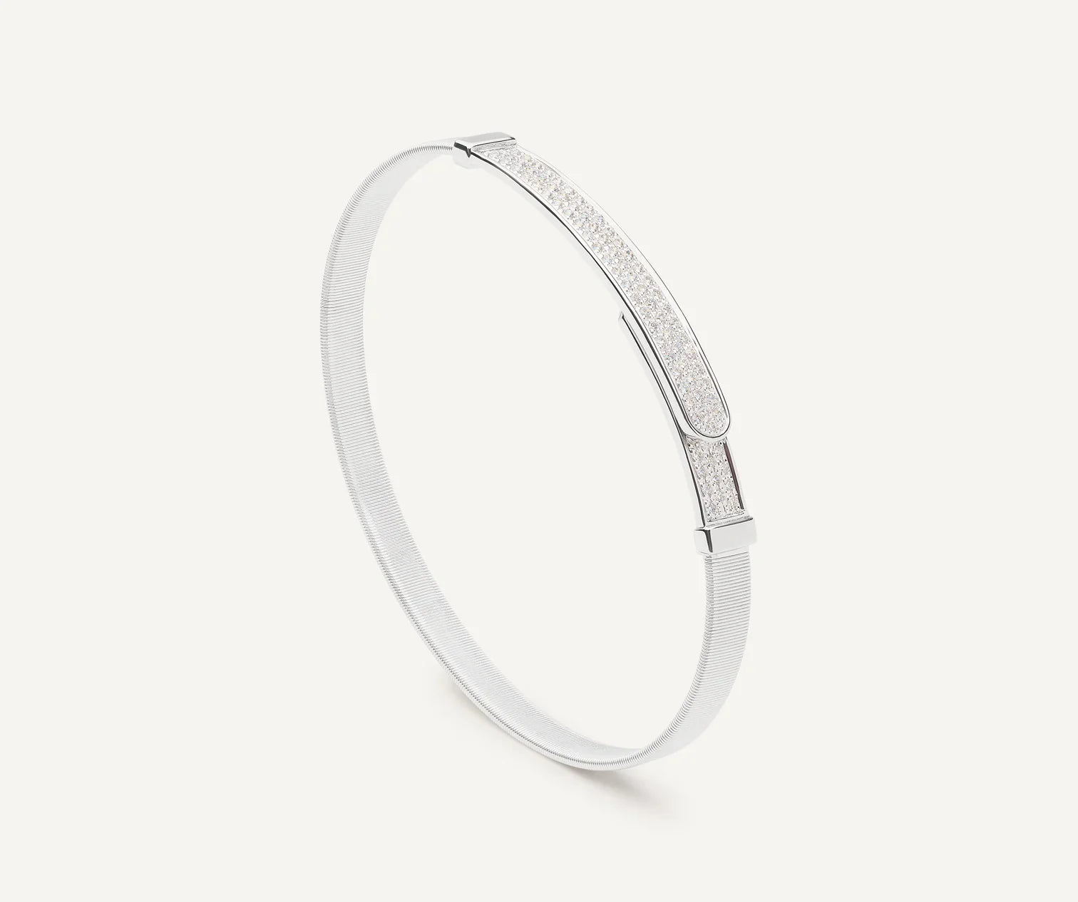 Titanium Wedding Bands with Inlaid Mother - of - Pearl StripesMarco Bicego Masai 18ct White Gold Coil 0.50ct Diamond Bangle