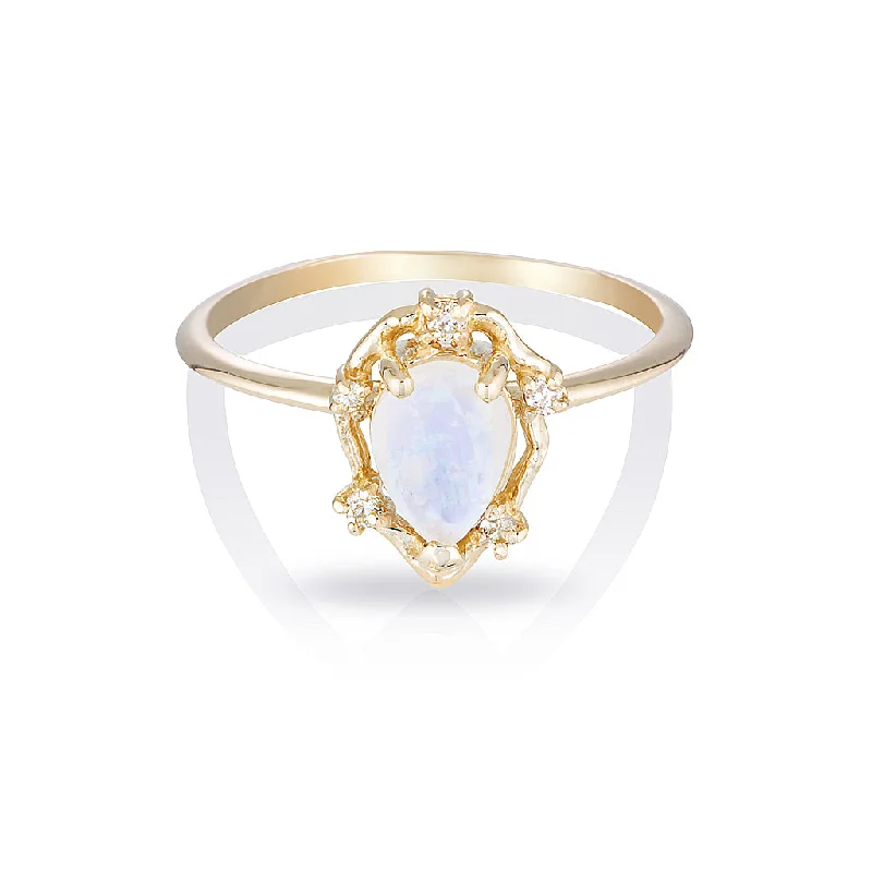 Lapis Lazuli Gemstone Rings with Gold - Leaf InclusionsPeone II | moonstone & diamonds