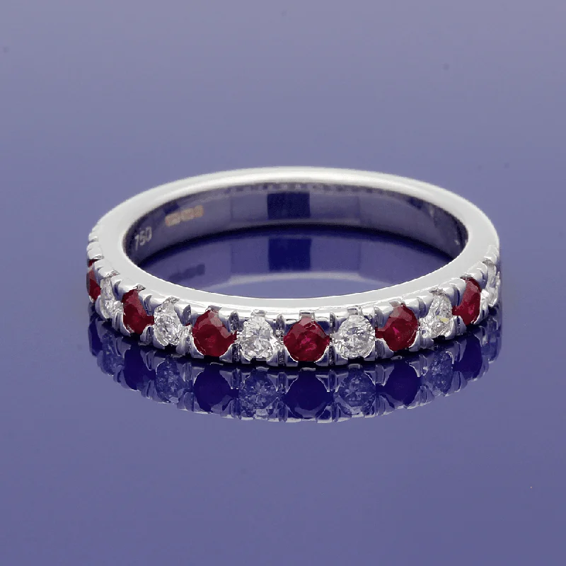 Agate Gemstone Rings with a Banded and Textured Design18ct White Gold Ruby & Diamond Eternity Ring