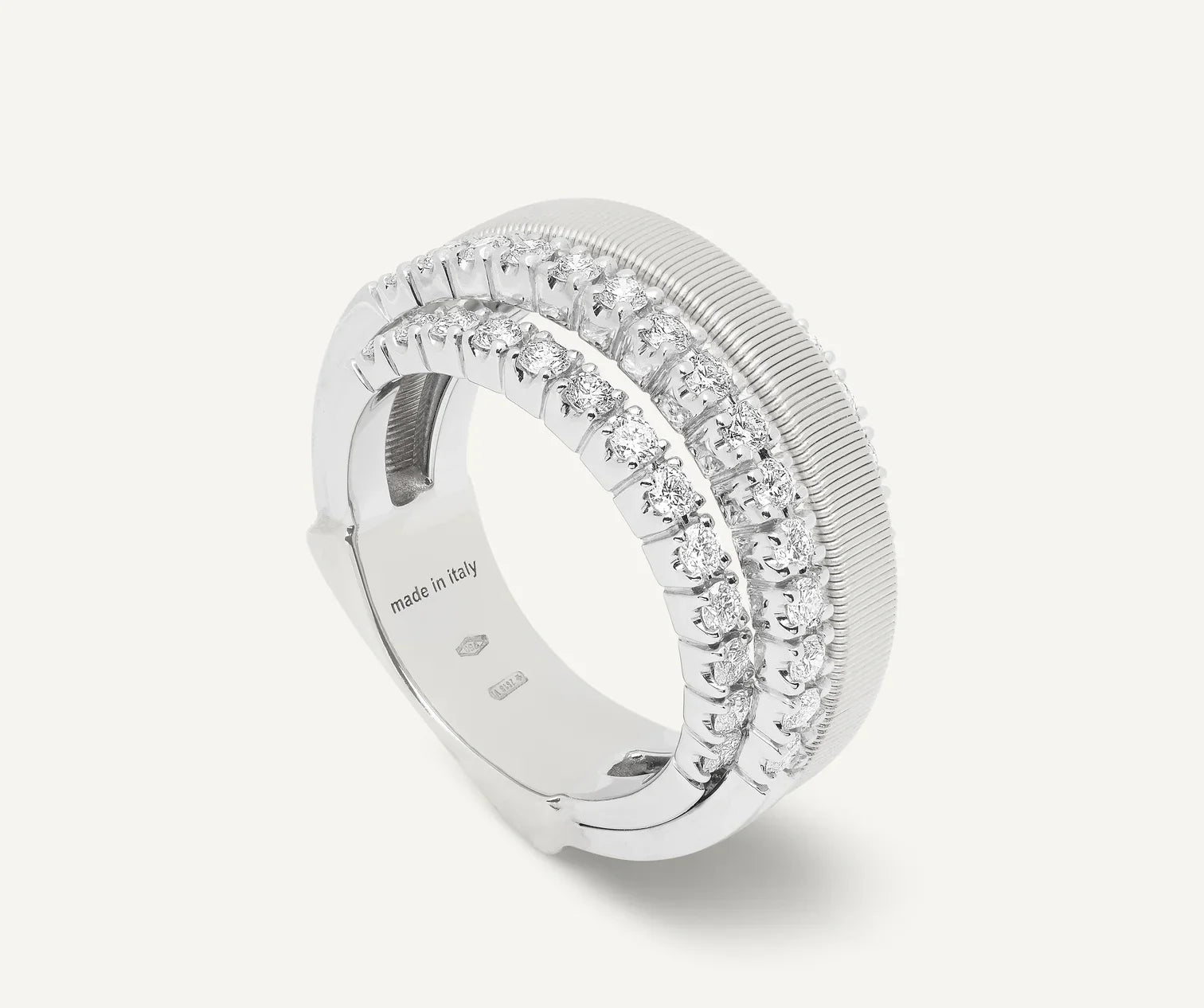 Two - Tone Wedding Bands Combining Yellow Gold and PalladiumMarco Bicego Masai 18ct White Gold Coil  1.03ct Diamond Ring