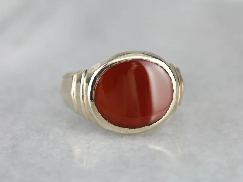 Citrine Gemstone Rings in a Modern Minimalist StyleVintage Intense Color Carnelian Ring