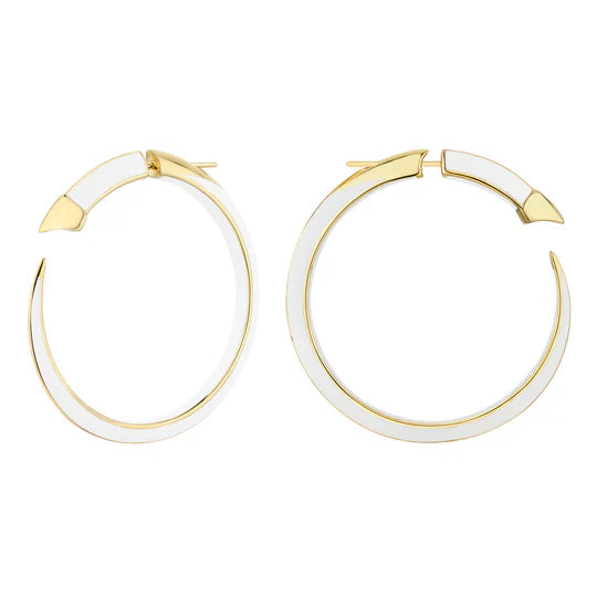 Matching Set Wedding Bands with Interlocking DesignsShaun Leane Sabre Solis 18ct Yellow Gold Vermeil Sterling Silver Chalk Ceramic Large Hoop Earrings