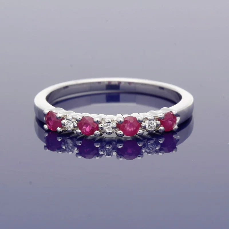 Turquoise Gemstone Rings with Native American - Inspired Patterns9ct White Gold Ruby & Diamond Half Eternity Ring