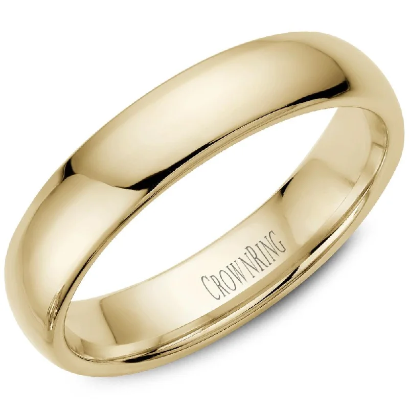 Thin - Band Wedding Bands for a Delicate and Subtle LookYellow Gold Comfort Fit, High Polish, Domed 5.0mm Wide.Wedding Band. Stock Size: 10 (Alternate sizes available)