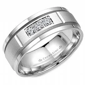 Laser - Cut Wedding Bands with Intricate Geometric PatternsWhite Gold Diamond Wedding Band 0.15 Ct Total Diamond Weight