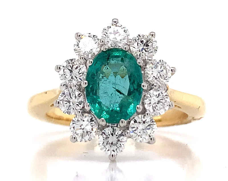 Sapphire Gemstone Rings in a Victorian - Inspired Design18ct Yellow Gold Earth Grown 1.25ct Emerald And 1ct Diamond Cluster Ring