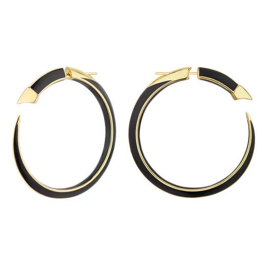 Two - Tone Wedding Bands Combining Yellow Gold and PalladiumShaun Leane Sabre Solis 18ct Yellow Gold Vermeil Sterling Silver Jet Ceramic Large Hoop Earrings