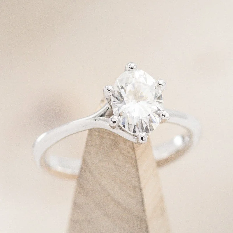 "TULIP" - OVAL MOISSANITE SOLITAIRE ENGAGEMENT RING