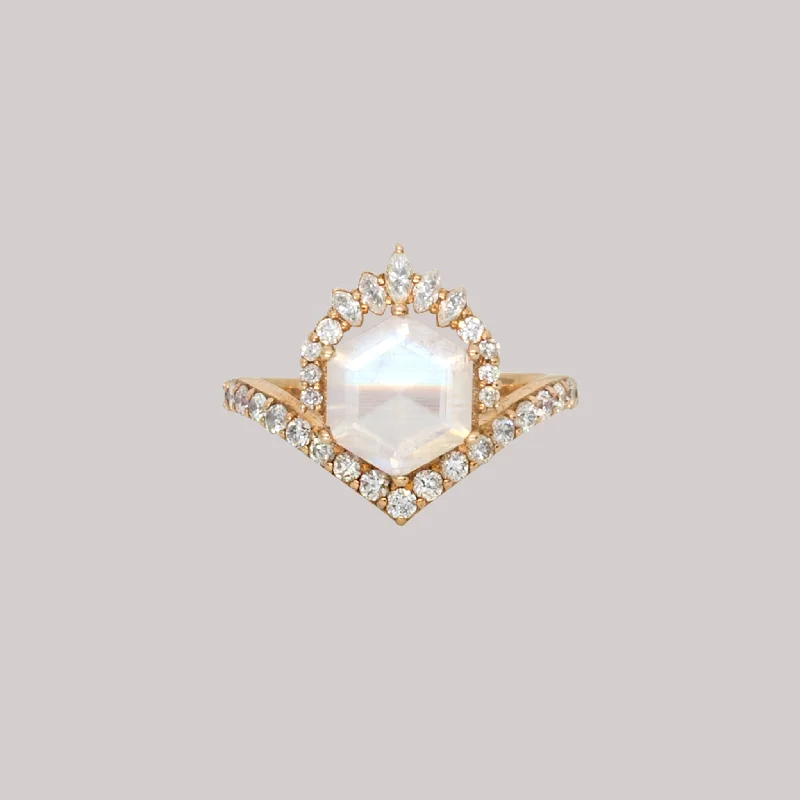 Opal Gemstone Rings with a Rainbow - Hued Play of ColorCelestial Devoir Hexagon Diamond Ring