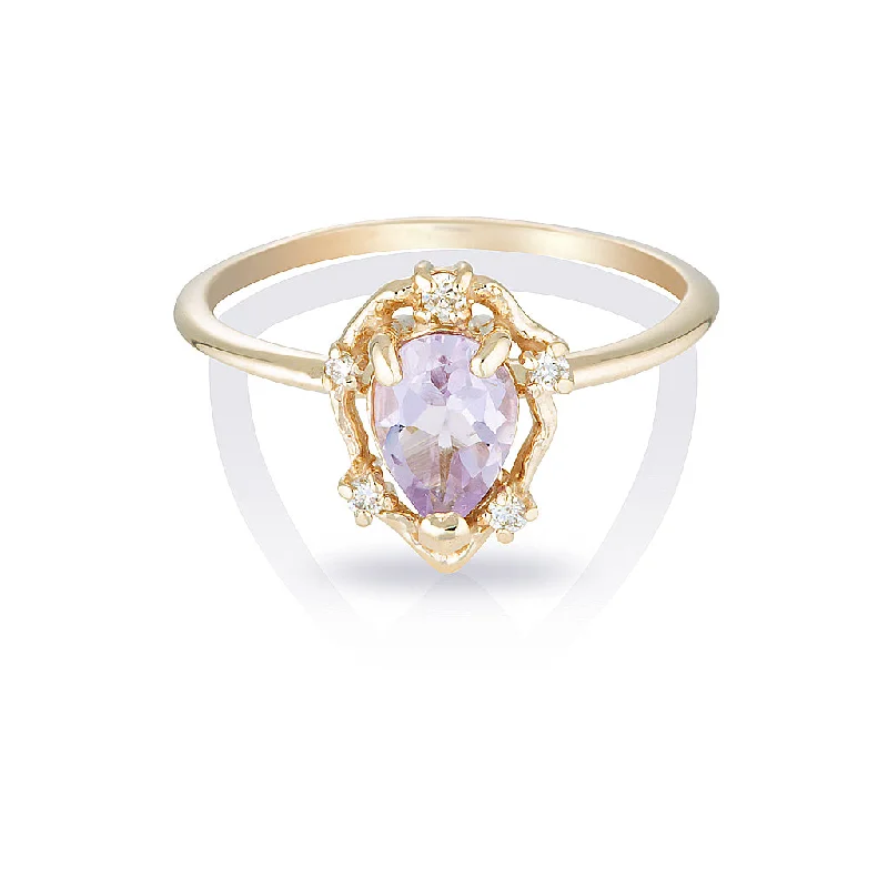 Opal Gemstone Rings with a Rainbow - Hued Play of ColorPeone II | pink amethyst & diamonds