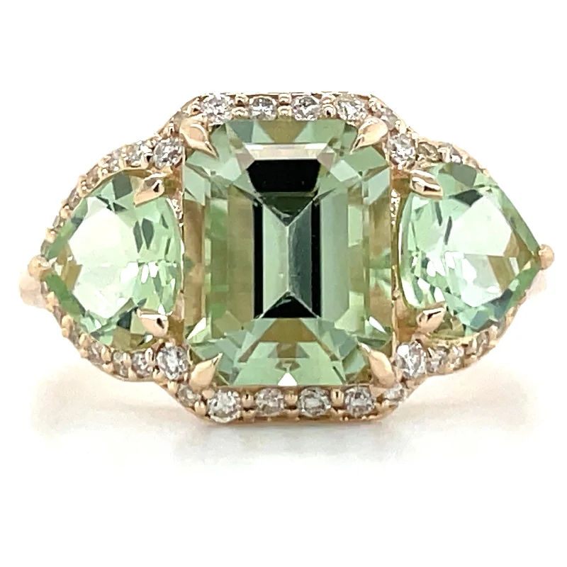 Tourmaline Gemstone Rings in a Multicolor Array14ct Yellow Gold Earth Grown Green Tourmaline & Diamond Ring