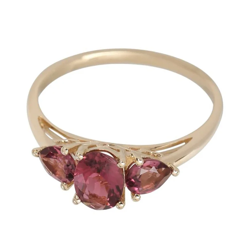 Tanzanite Gemstone Rings with Platinum Milgrain Detailing14Kt Yellow Gold Pink Tourmaline 3 Stone Ring