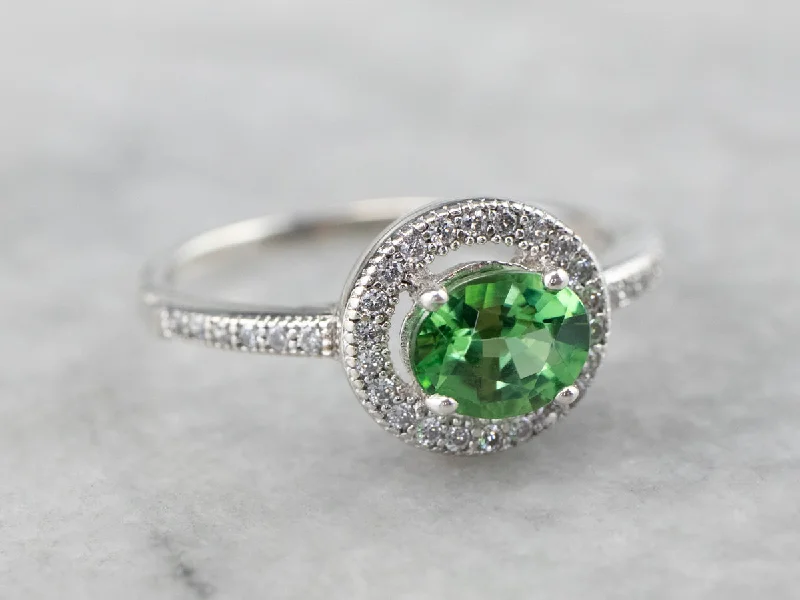 Moonstone Gemstone Rings with a Mysterious SheenSterling Silver Tsavorite Garnet and Cubic Zirconia Ring