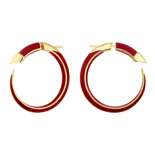 Matching Set Wedding Bands with Interlocking DesignsShaun Leane Sabre Solis 18ct Yellow Gold Vermeil Sterling Silver Sienna Ceramic Hoop Earrings