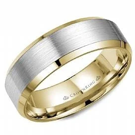 Mens Wedding Bands with Carbon Fiber InlaysWhite Gold Wedding Band Comfort Fit, Brushed, Bevelled Edge