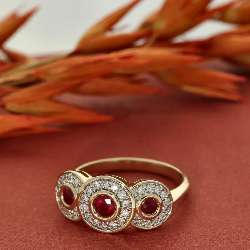 Alexandrite Gemstone Rings with a Chameleon - like Color Change9ct Yellow Gold Ruby & Diamond Trilogy Halo Ring