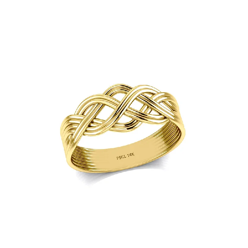 Hand - Forged Silver Wedding Bands with Celtic Knotwork DesignsBanded Celtic Knotwork 14K Solid Gold Ring GSM226-14K