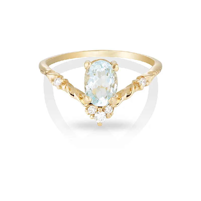 Agate Gemstone Rings with a Banded and Textured DesignMira II | aquamarine & diamonds