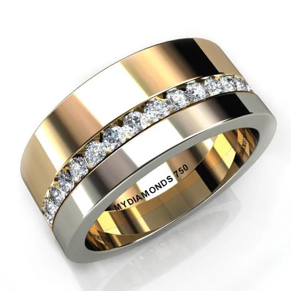 Rustic - Style Wedding Bands Made from Recycled MetalsAramis - Men's Diamond Two Tone Ring