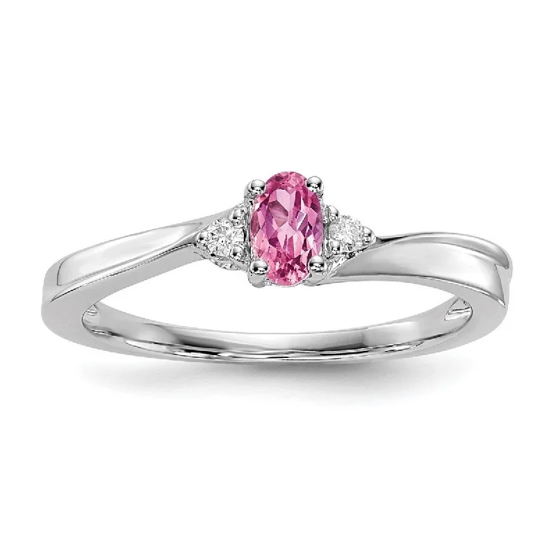 Ruby Gemstone Rings with Intricate Gold Filigree SettingsCurata 925 Sterling Silver Rhodium Plated Created Pink Tourmaline Ring