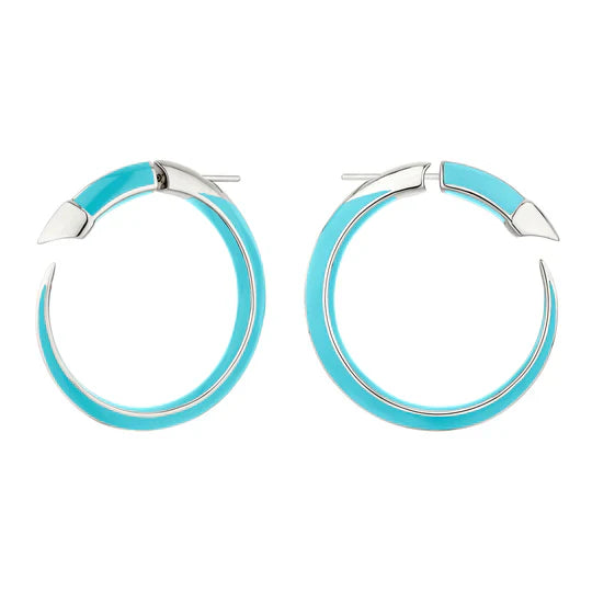 Rustic - Style Wedding Bands Made from Recycled MetalsShaun Leane Sabre Solis Sterling Silver Lagoon Ceramic Hoop Earrings