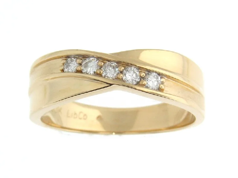 Wedding Bands with Symbolic Infinity Sign CarvingsYellow Gold Diamond Mens Band.