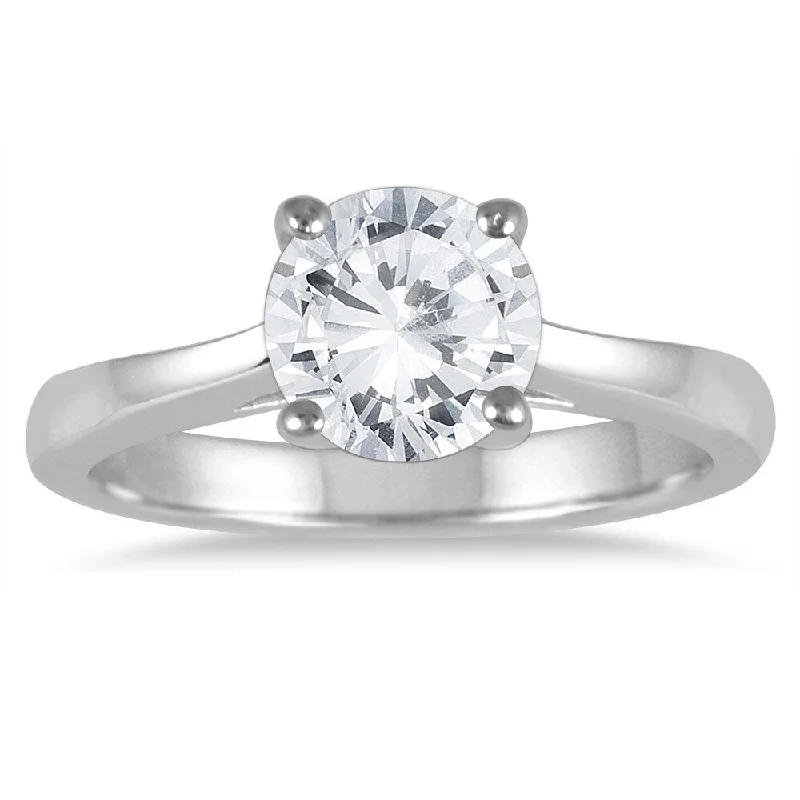 Art Nouveau - Inspired Engagement Rings with Organic Motifs1 1/2 Carat Diamond Solitaire Ring in 14K White Gold