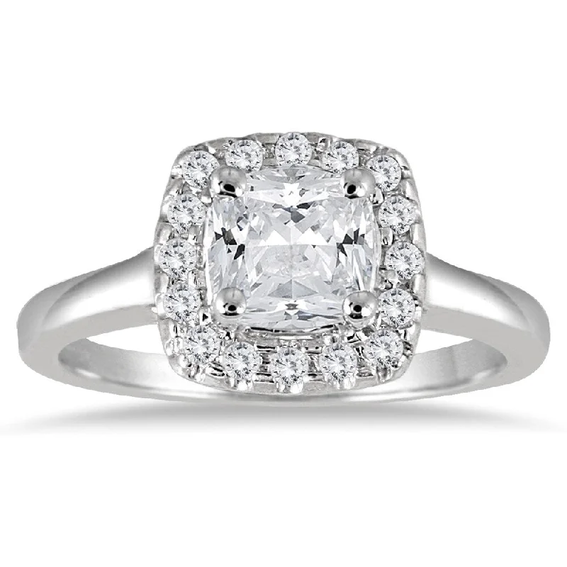 Vintage - Style Engagement Rings with Intricate Scrollwork1 1/3 Carat Diamond Cushion Cut Engagement Ring in 14K White Gold