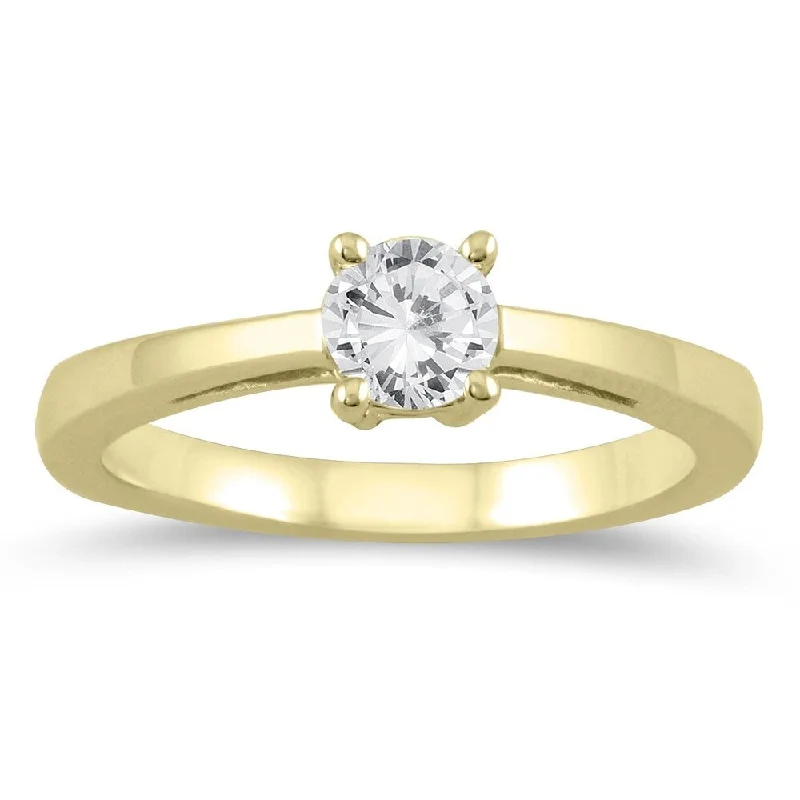 Pear - Shaped Engagement Rings with Twisted Shank Designs1/2 Carat Classic Diamond Solitaire Ring in 10K Yellow Gold